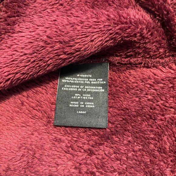 32 Degrees Heat Plush Soft Faux Fur Zip Up Jacket Coat Burgundy Large Winter - Picture 5 of 6